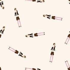 lady girl cartoon seamless pattern background N38