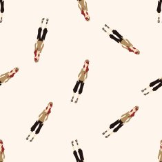 lady girl cartoon seamless pattern background N42