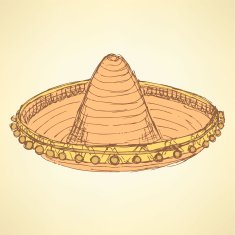 Sketch mexican sombrero in vintage style