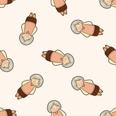 family grandmother character cartoon seamless pattern background N5