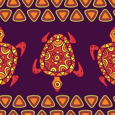 Vector seamless decorative pattern with multicolor ornamental turtles