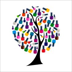 Tree with Realistic Nail Polish Vector Illustration