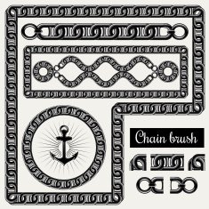 Decorative chain design elements and brush for illustrator