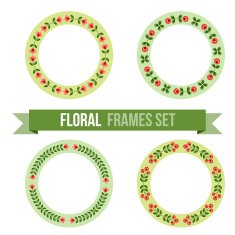 Set of design elements - round floral frames N2