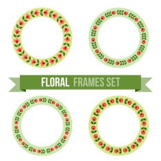 Set of design elements - round floral frames N3