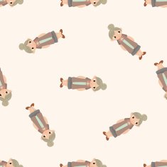 family grandmother character cartoon seamless pattern background N6