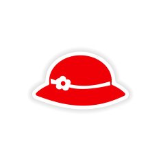 icon sticker realistic design on paper hat woman N2