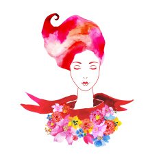 girl in the necklace of colorful flowers N2