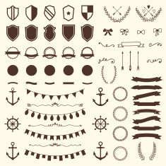 Collection of shields badges and labels Vector design elements