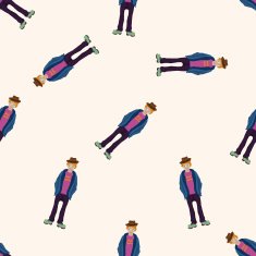 boy man cartoon seamless pattern background N44