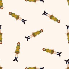 lady girl cartoon seamless pattern background N45