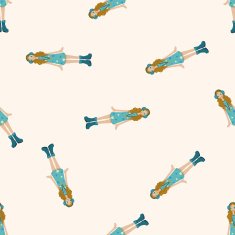 lady girl cartoon seamless pattern background N46