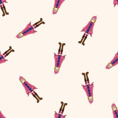lady girl cartoon seamless pattern background N48