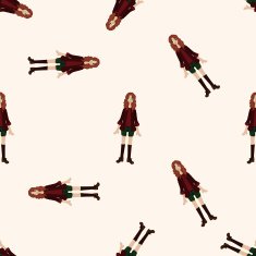 lady girl cartoon seamless pattern background N50
