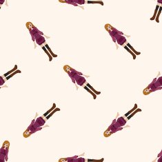 lady girl cartoon seamless pattern background N52
