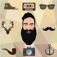 Hipster design with hipster elements and icons Vector illustration N2