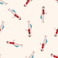 shopping girl cartoon seamless pattern background N2