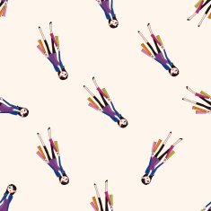 shopping girl cartoon seamless pattern background N4