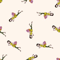 shopping girl cartoon seamless pattern background N7