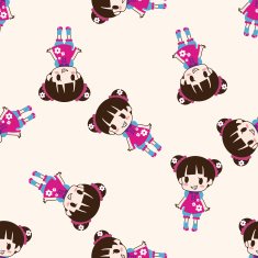 girl cartoon seamless pattern background N3