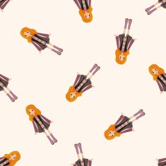 lady girl cartoon seamless pattern background N54