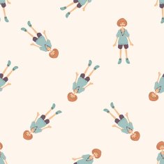 lady girl cartoon seamless pattern background N55