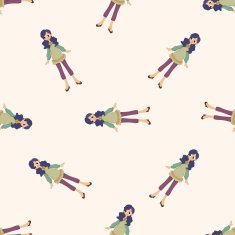 lady girl cartoon seamless pattern background N56