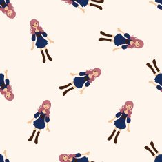 lady girl cartoon seamless pattern background N57
