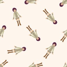 lady girl cartoon seamless pattern background N58