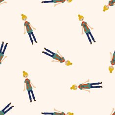 lady girl cartoon seamless pattern background N59