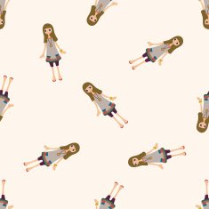 lady girl cartoon seamless pattern background N62