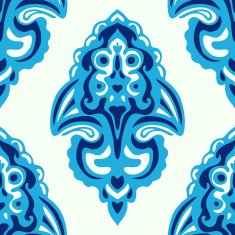 Blue Seamless abstract tiled damask pattern
