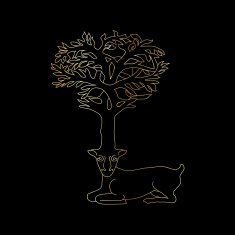 Stylized decorative image deer with horns of trees