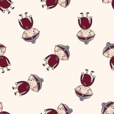 family grandmother character cartoon seamless pattern background N7