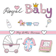 hand sketch royal british baby girl toy cloths album