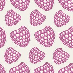 Seamless pattern with hand drawn decorative raspberries