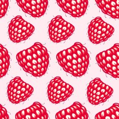 Seamless pattern with hand drawn decorative raspberries N3