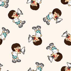 boy man cartoon seamless pattern background N47