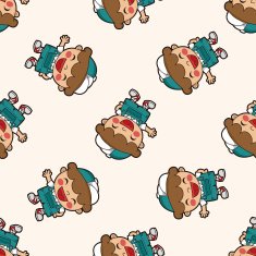 boy man cartoon seamless pattern background N48