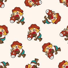 lady girl cartoon seamless pattern background N63