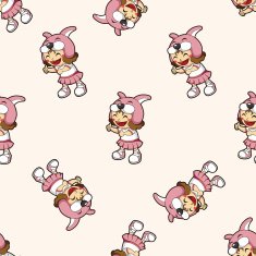 lady girl cartoon seamless pattern background N66