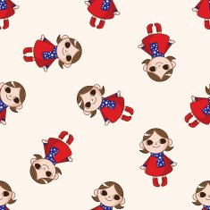 lady girl cartoon seamless pattern background N67
