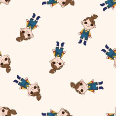 lady girl cartoon seamless pattern background N68