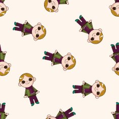 boy man cartoon seamless pattern background N49
