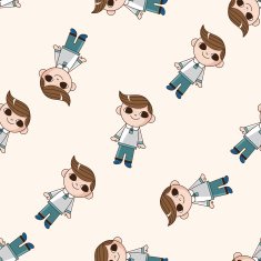 boy man cartoon seamless pattern background N50
