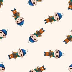 boy man cartoon seamless pattern background N51
