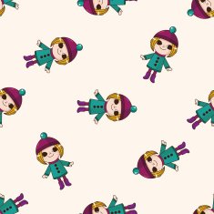 lady girl cartoon seamless pattern background N69