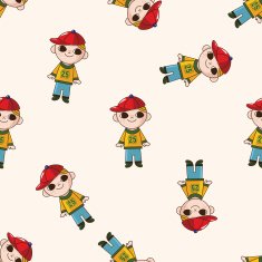 boy man cartoon seamless pattern background N52