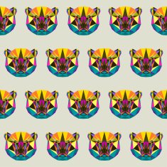 Abstract bright colored polygonal triangle geometric polar bear seamless pattern