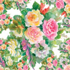 Seamless floral pattern with of red and orange roses